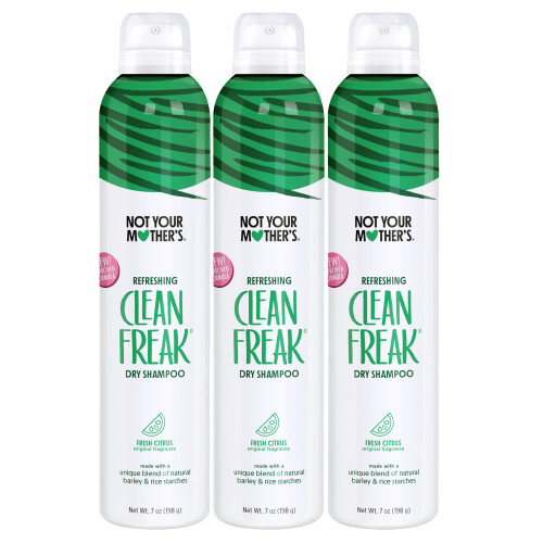Not Your Mother's Clean Freak Refreshing Dry Shampoo (3-Pack) - 7 oz - Instantly Refreshes Hair Between Washes - Fresh Citrus Scent - Waterless Shampoo for All Hair Types Not Your Mother's Clean Freak Refreshing Dry Shampoo (3-Pack) - 7 oz - Instantly Refreshes Hair Between Washes - Fresh Citrus Scent - Waterless Shampoo for All Hair Types