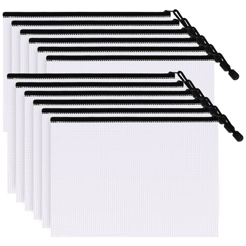 12 Pcs A3 Zipper Mesh Pouch,A3 Size Plastic Mesh Zipper Bags,A3 Mesh Document Pouch File Bags,A3 Plastic Zip File Folders Document Organizer Bags