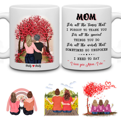 WHIDOBE Personalized Mother Coffee Mug, Custom 11oz, 15oz Mug for Mom, Daughter with Female Characters, Names, Quotes - Customized Gift from Daughter on Mother's day, Mother Teacup - I Love You Mom WHIDOBE Personalized Mother Coffee Mug, Custom 11oz, 15oz Mug for Mom, Daughter with Female Characters, Names, Quotes - Customized Gift from Daughter on Mother's day, Mother Teacup - I Love You Mom