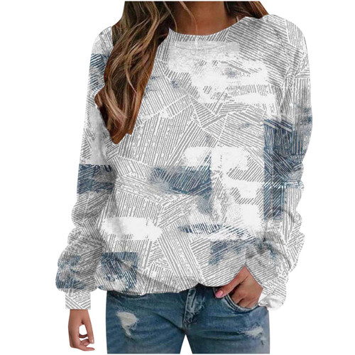 JDHUFEI Long Sleeve Tops For Women Casual Crewneck Sweatshirts Fall Fashion Cute Hoodie Loose Fit Print Blouse Clothes Trendy