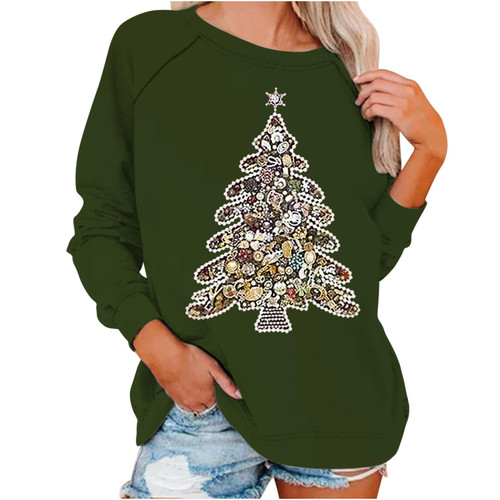 JDHUFEI black of friday deals raincoat watch sweatshirts Christmas sweatshirt Ugly Christmas Sweater Women Casual Winter Tops Tree Graphic Long Sleeve Pullover Crewneck Sweatshirts Loose Fit 2023