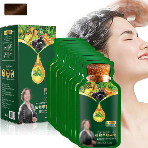Duskweling Natural Plant Hair Dye,Duskweling Hair Dye,Duskweling Hair Color Shampoo,Duskwelling Hair Dye,Black Hair Dye Shampoo Herbal,Bubble Plant Hair Dye Shampoo (Chestnut brown)