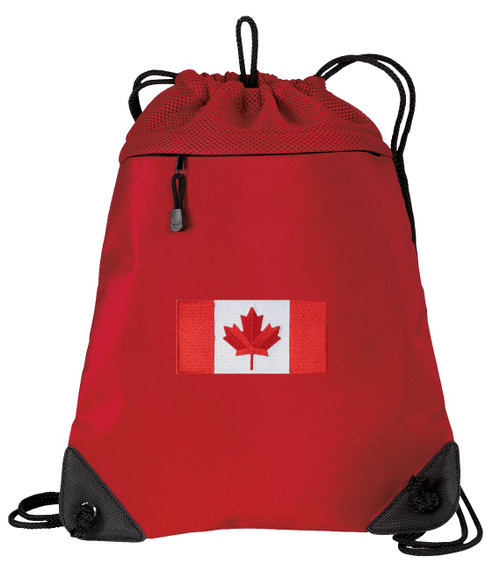 Canada Flag Drawstring Backpack Bag Canada Cinch Pack - UNIQUE MESH & MICROFIBER