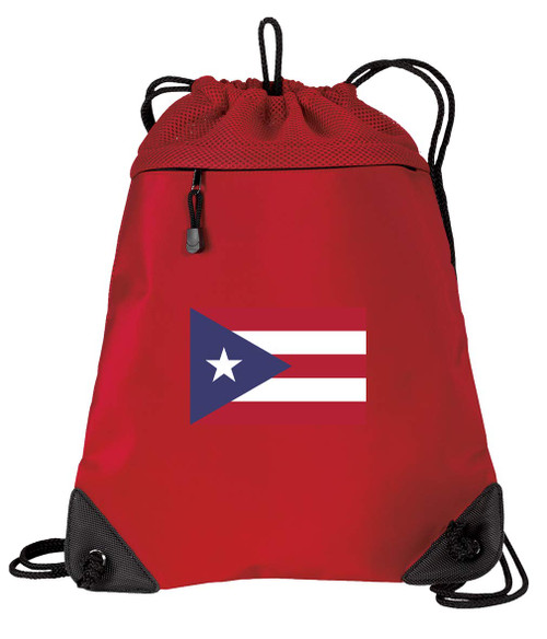 Broad Bay Puerto Rico Flag Drawstring Backpack Bag Puerto Rico Cinch Pack - UNIQUE MESH & MICROFIBER