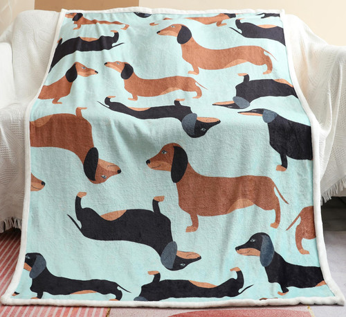 Zevrez Dachshund Blanket Cute Kids Blanket Dachshund Gifts for Boys Girls Adults Dog Lovers Super Soft Warm Flannel Throw Blanket for Couch Sofa Bedding (Dachshund, 48"x60")