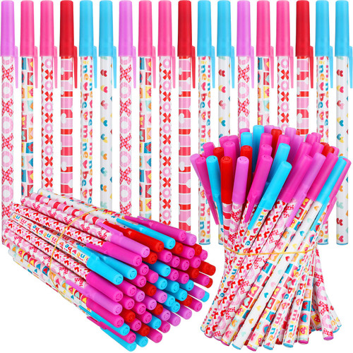 Yexiya 150 Pcs Valentine's Day Ballpoint Pen Heart Ballpoint Pen Wedding Pens Black Ink Pens for School Office Supplies Valentine's Day Wedding Party Supplies, 0.7 mm