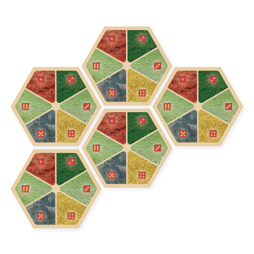 Tabletop Monthly Amalgam Multi-Resource Replacement Hex Scenario compatible with Catan's Settlers of Catan, Seafarers, Cities and Knights and Catan Expansions (5 Pack)