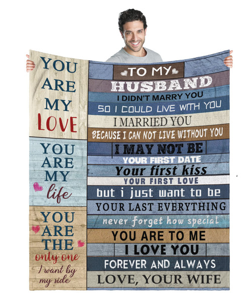 Gift to My Husband Gifts from Wife Super Soft Flannel Fleece Throws Lightweight Warm Blankets Romantic Gifts for Him Husband for Wedding Birthday Anniversary Valentines Day Fathers Day 50" x 60"