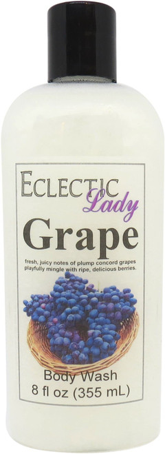 Eclectic Lady Liquid Pearl Body Wash - Grape Scent 3-in-1 Use For Bubble Bath, Hand Soap & Body Wash, Phthalate-Free Grape Fragrance, Handcrafted in USA (8 oz)