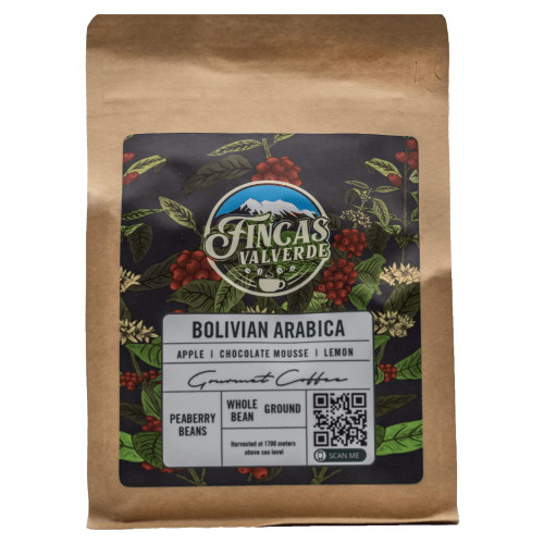 FINCAS VALVERDE - Medium Roast Coffee Peaberry Ground Bolivian Specialty Coffee - For Brewed, Drip, French Press, Cold Brew Coffee. With Tasting Notes of Apple, Chocolate Mousse and Lemon (12oz)