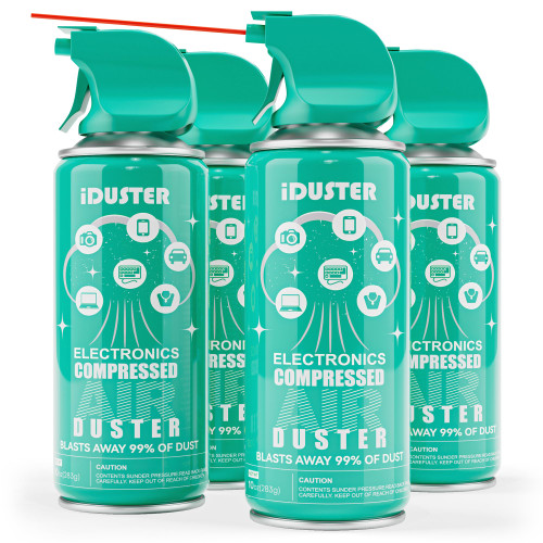 iDuster Compressed Air Can for Computer, 3.5oz Disposable Keyboard Cleaner, Air Duster Can for Headphones/Cars, 4PCS