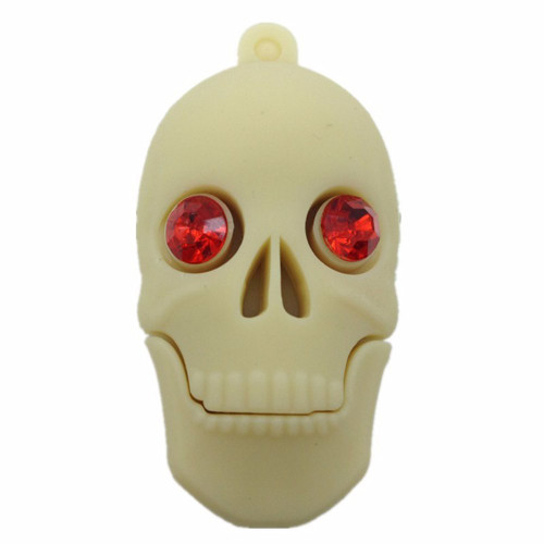 2.0 White Skeleton Skull Red Eyes 32GB USB External Hard Drive Flash Thumb Drive Storage Device Cute Novelty Memory Stick U Disk