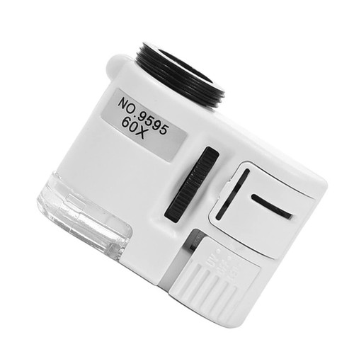 Microscope Accessories Kit Identification Magnifying Glass Portable 60X Zoom Microscope with LED Light Microscope Slides