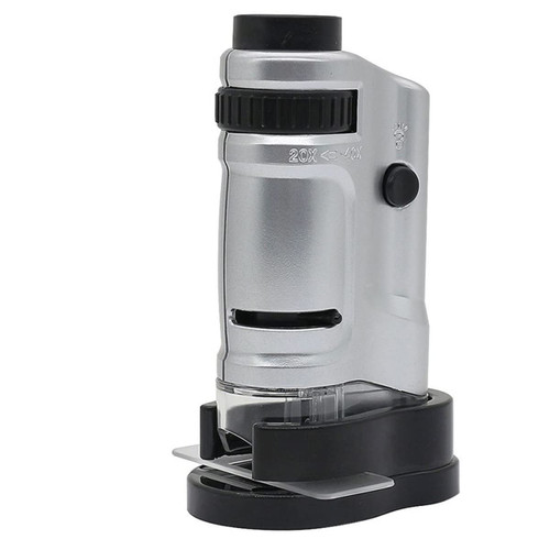 USEEV Microscope Adapter Mini Microscope Handheld Portable Microscope with LED Light 20X-40X Zoom Microscope Magnifier Microscope Accessories