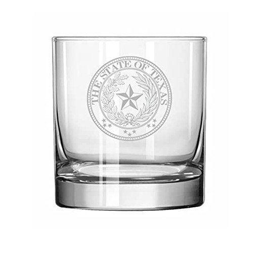 MIP Brand Rocks Whiskey Old Fashioned Glass Texas State Seal MIP Brand Rocks Whiskey Old Fashioned Glass Texas State Seal