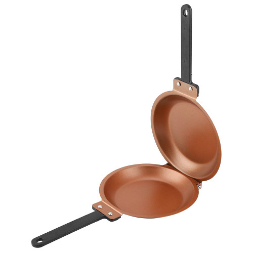 Double Side Frying Pan, Pancake Maker Nonstick Copper Easy to Flip Pan Pancake Pan Fried Egg Pan for Fluffy Pancakes, Omelets, Frittatas, Dishwasher Safe