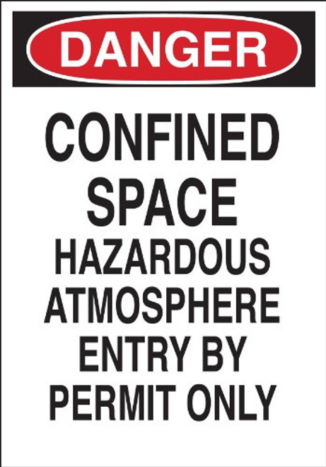Brady 84569 Self Sticking Polyester Admittance Sign, 10" X 7", Legend "Confined Space Hazardous Atmosphere Entry By Permit Only"