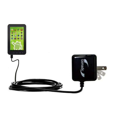 Gomadic Intelligent Compact AC Home Wall Charger Suitable for The Zeki Android Tablet TBD753B TBD763B TBD773B - High Output Power with a Convenient, Foldable Plug Design - Uses TipExchange Technology