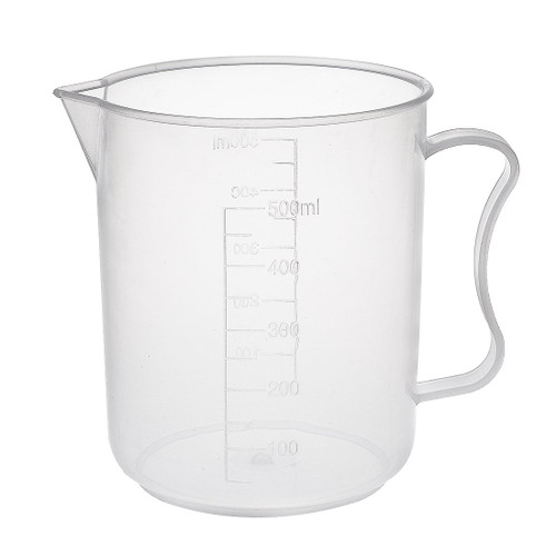 uxcell Measuring Cup 500ml PP Plastic Graduated Beaker Transparent with Handle for Lab Kitchen liquids