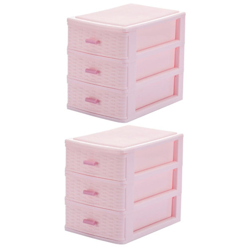 Cabilock 2 pcs desktop storage box office desk organizer makeup organizers and storage stackable desktop drawer plastic desktop drawers plastic storage bins Makeup Case jewelry accessories