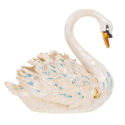 BESTOYARD 1pc Swan Jewelry Box Ring Holder Hand Swan Decor Swan Jewelry Case Trinkets Ring Necklace Holder Swan Ornament Swan Gifts Diamond Mini Decor Organizer Rhinestones Office Tin Alloy