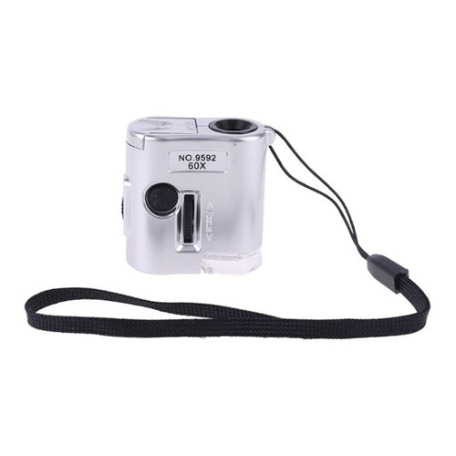 Microscope Accessories Kit 60X Microscope Illuminated Glass Lens, with LED Light Microscope Slides