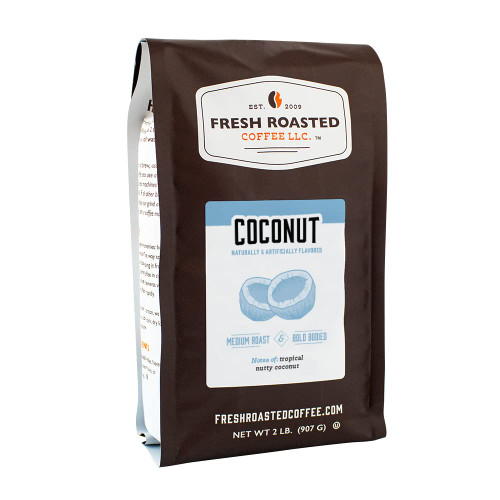 Fresh Roasted Coffee, Coconut Flavored Coffee, 2 lb (32 oz), Medium Roast, Kosher, Ground Fresh Roasted Coffee, Coconut Flavored Coffee, 2 lb (32 oz), Medium Roast, Kosher, Ground