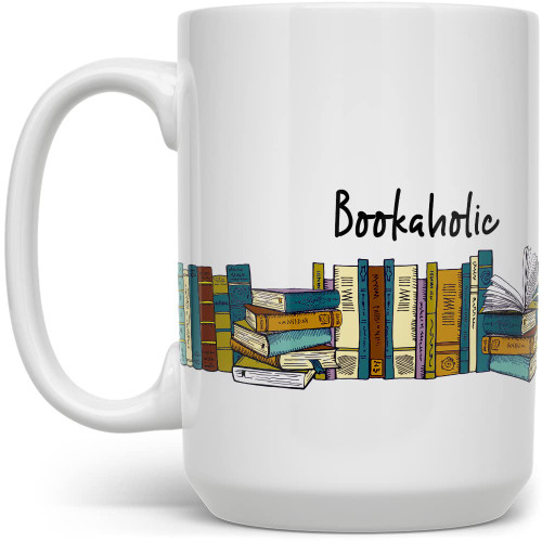 Bookaholic Coffee Mug, Book Collector Reading Literature Lover Gift, Bookish Bibliophile Bookworm Librarian Teacher Cup (15oz)