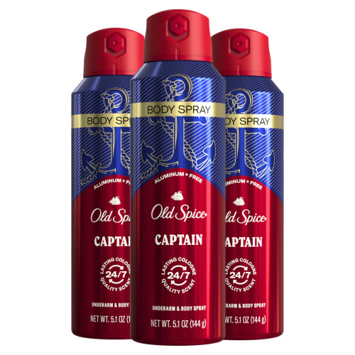 Old Spice Men's Body Spray Aluminum Free Captain, 5.1oz (Pack of 3) Old Spice Men's Body Spray Aluminum Free Captain, 5.1oz (Pack of 3)