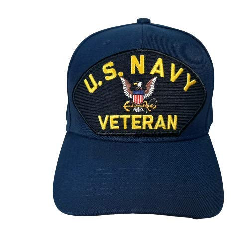 The Patriots Pride US Navy Veteran Embroidered Patch Baseball Cap Hat Navy Blue 6 Panel Stitched Visor