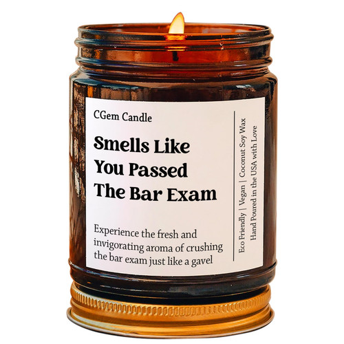 Smells Like You Passed The Bar Exam Candle, Lawyer Gift, Gift for Lawyer, Law School Graduation, New Lawyer, Future Lawyer Coconut Soy Wax Candle 4Oz 9Oz Amber Candle 9 Scents Options