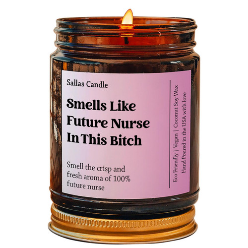 Smells Like Future Nurse in This Bitch Soy Wax Candle, Gift for Nurse, Nursing School Acceptance Gift, Registered Nurse Gift, 4Oz 9Oz Amber Candle 9 Scent Options