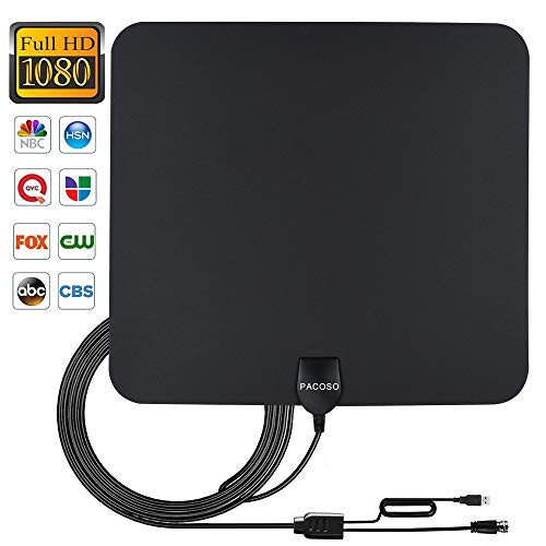[2019 Latest] TV Antenna Indoor, Digital Amplified HDTV Antennas 4K 1080P HD VHF UHF for Local Channels 50-90 Miles Range with Built-in Signal Amplifier Support All television-13ft Coax Cable