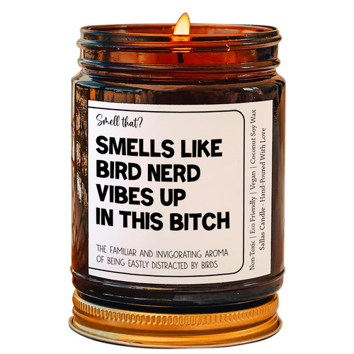 Funny Bird Nerd Candle, Funny Birdwatching Gift, Gift for Bird Lover, Birding Gift, Gift for Birder, Gift for Her,Easily Distracted by Birds, 4Oz 9Oz Amber Candle 9 Fragrances