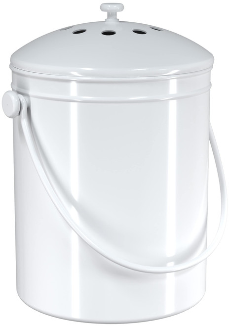 Utopia Kitchen Compost Bin for Kitchen Countertop - 1.3 Gallon Compost Bucket for Kitchen with Lid - Includes 1 Spare Charcoal Filter (White)