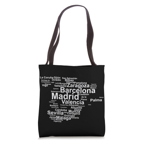 Spain Map Silhouette Towns Cities Madrid Travel Espana Tote Bag Spain Map Silhouette Towns Cities Madrid Travel Espana Tote Bag