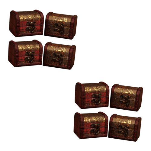 SOIMISS 8 Pcs Jewelry Organizer for Necklaces Vintage Treasure Chest Grid Wall Panels Vintage Wooden Boxes Wooden Antique Case Wooden Treasure Chest Retro Pirate Storage Trinket Box Bamboo