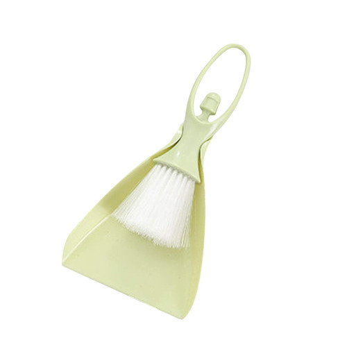 schicj133mm Mini Handy Desktop Keyboard Sweep Dustpan Cleaning Brush Corner Broom Pan Set Mini Dust Pan and Brush Set 2 in 1 Green