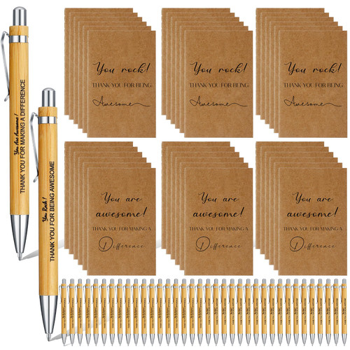 SATINIOR Thank You Gifts Bulk Inspirational Bamboo Pen Motivational Pocket Kraft Notebook Employee Appreciation Gift Retractable Ballpoint Pen Coworker Gift for Office Teacher Volunteer (48 Pcs) SATINIOR Thank You Gifts Bulk Inspirational Bamboo Pen Motivational Pocket Kraft Notebook Employee Appreciation Gift Retractable Ballpoint Pen Coworker Gift for Office Teacher Volunteer (48 Pcs)