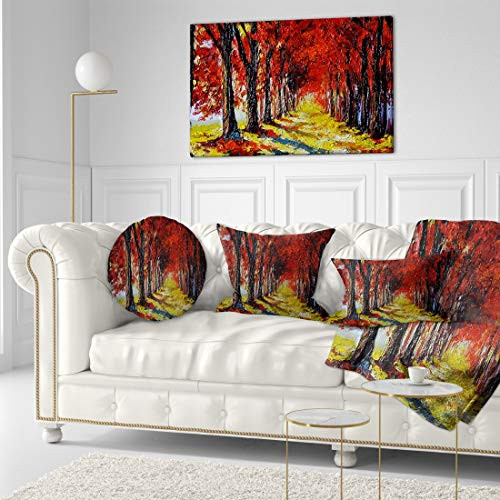 Designart PT6236-40-20 "Autumn Forest with Red Leaves Landscape" Canvas Print, Red, 40x20" Designart PT6236-40-20 "Autumn Forest with Red Leaves Landscape" Canvas Print, Red, 40x20"