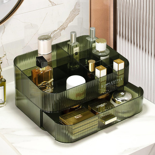 Makeup Organizer with Stackable Drawers, Large Capacity Organizers and Storage, Ideal for Vanity, Desk and Dresser Countertops, Great for Cosmetics, skincare, Lipsticks, Nail Care