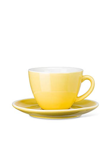 Abbott Collection 27-AVENUE-02-SUN Diner Capp & Saucer-Yellow-3"H(6oz), 3 inches high,