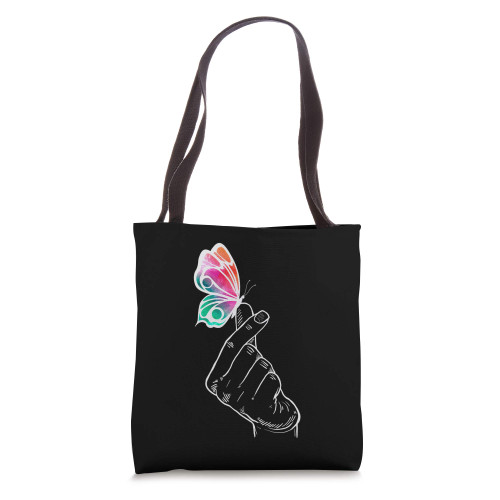Korean Finger Heart Kdrama Kpop Fan I Love You saranghae Tote Bag
