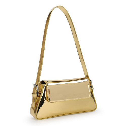 JBB Women's Gold Metallic Clutch Purse Y2K Tote Bags Evening Party Leather Shoulder Small Cute Designer Handbags