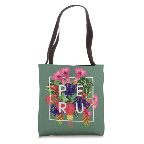 Flowers of Peru Word Art - Peruvian Pride Tote Bag
