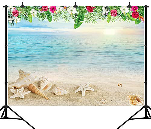 DePhoto 7X5FT(210X150CM) Hawaii Tropical Summer Sea Beach Party Seamless Vinyl Photography Backdrop Photo Background Studio Prop PGT380A