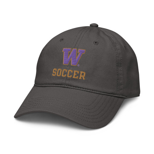 Elite Authentics Washington Huskies Soccer Officially Licensed Adjustable Baseball Hat, Asphalt Grey, One Size