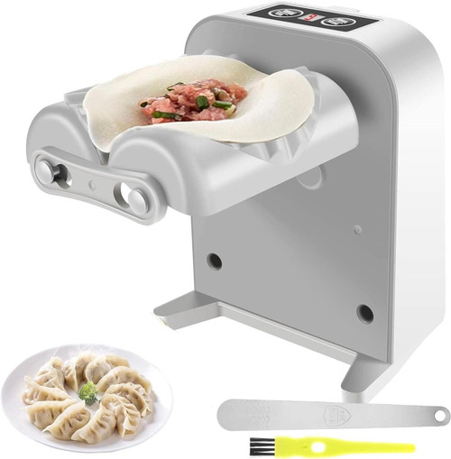 Electric Dumpling Maker Machine Automatic Dumpling Machine with Spoon and Brush,Chinese Dumpling Wonton Empanada Ravioli Maker Press for Kitchen Pastry Pie Making (White)