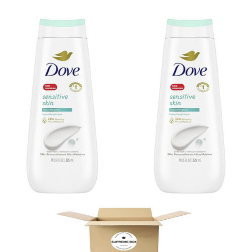 Dove Sensitive Skin Long Lasting Gentle Hypoallergenic Body Wash 11 fl oz - Pack of 2 (22 fl oz in total)