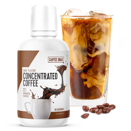 Coffee Snax Cold Brew Coffee Concentrate, Made With Arabica Coffee, Great For Iced Coffee, Cold Brew, Lattes and More, Sugar Free Keto Coffee, Bulk 96 Servings Bottle (Original)